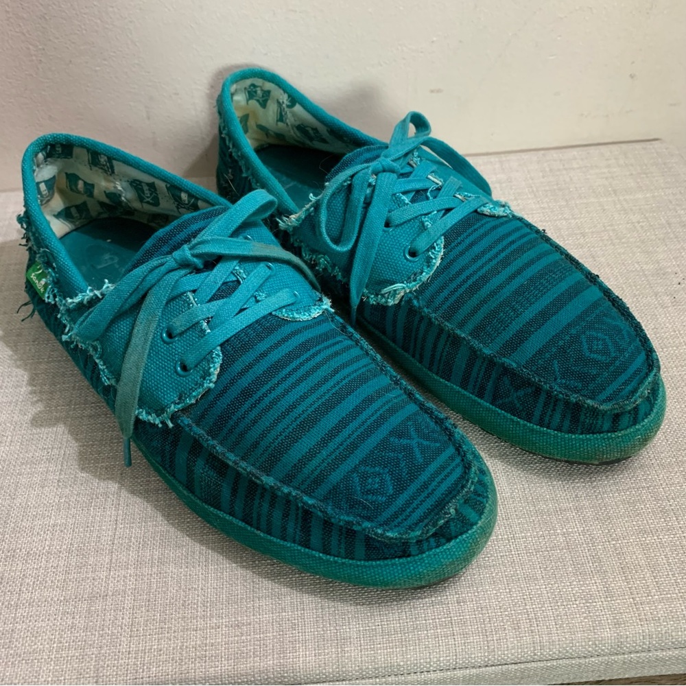 Men's SANUK Turquoise DOCKSTEADY Sidewalk SURFER Canvas SUMMER Shoes  12